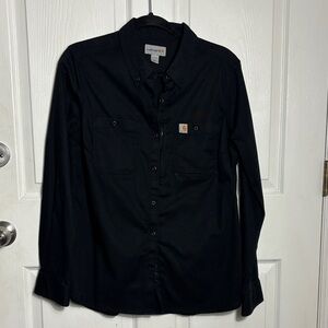 Carhartt Women’s Black Button Down Utility Shirt Size Large 12/14 Chest Zip